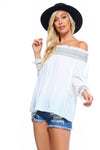 Women's Off Shoulder Stripe Smocked Elastic Top
