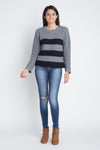 Women's Casual Stripe Round Neck Sweater
