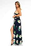 Women's Floral Sleeveless Slit Maxi Dress