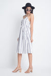 Women's Striped Button Midi Sleeveless Dress