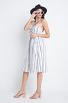 Women's Striped Button Midi Sleeveless Dress
